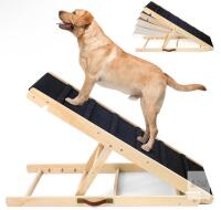 NEW Adjustable Wooden Pet Ramp, 39"x14.5", 5 Heights, Folding Non-Slip Dog Stair, Up to 200 lbs
