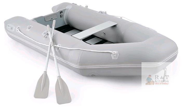 Inflatable Dinghy Boat &ndash; 118" x 59", 990 lb Capacity, Seats 4, Aluminum Floor & Oars, Pump/Bag