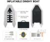 Inflatable Dinghy Boat &ndash; 118" x 59", 990 lb Capacity, Seats 4, Aluminum Floor & Oars, Pump/Bag - 4