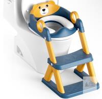 new Children's Potty Training Toilet Seat with Ladder, Blue/Yellow, Adjustable Height, Anti-Slip, Armrests