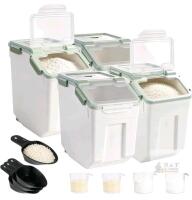 NEW Airtight Food Storage Container Set - 4 Containers (5.3 Gal Each) with Measuring Cups and Scoops