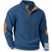 New Size L Vogstart Men&rsquo;s Blue Corduroy Quarter-Snap Pullover