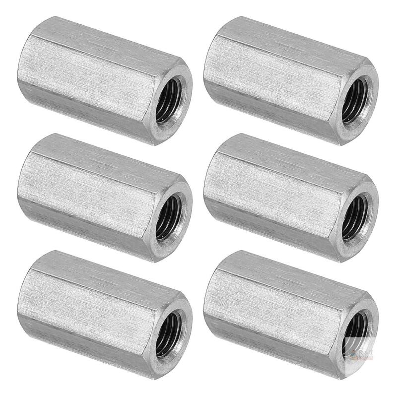 New PATIKIL M8x1-Pitch 304 Stainless Steel Hex Coupling Nuts 6Pcs | 25mm/1" L Fully Threaded Rod Coupling Nut Studding Connector Fasteners Silver Tone