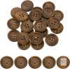 New uxcell 50Pcs Wooden Buttons, 25mm(1") 4 Hole Round Wood Sewing Button Craft Flatback for Sewing DIY Craft Clothing, Brown