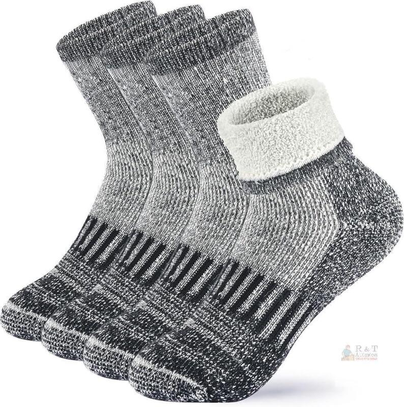 New Kids Wool Socks Boys SIZE LARGE (12-14 yrs) Thick Thermal Hiking Socks Girls Warm Winter Crew Boot Socks Gifts 4 Pairs