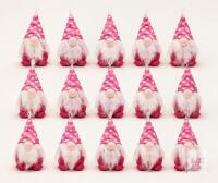 15-Piece Pink Polka-Dot Plush Hanging Gnome Decoration Lot