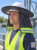 New Full-Brim Hard Hat Sun Shade with Mesh Neck Shield & Hi-Vis Reflective Strip, Black/Green &ndash; Hard Hat Not Included
