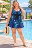 New Size 3XL Ecupper Womens One Piece Swimdress Ruched Tummy Control Skirted Swimsuit Plus Size V Neck Bathing Suit with Built-in Boyshort