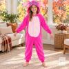 New Size 140 cm (age 9-10) Kids&rsquo; Pink Plush Character Hooded Onesie Costume Pajamas