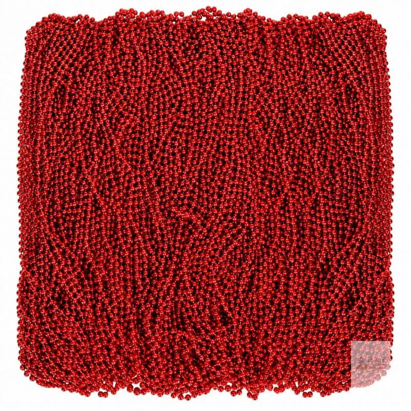 Huskein 120-Piece Red Mardi Gras Bead Necklaces &ndash; Bulk Party & Parade Favours