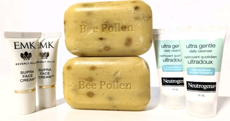 2 New Bars of BEE POLLEN Soap EMK Beverly Hills Supra Face Cream & Ultra Gentle Daily Cleanser.