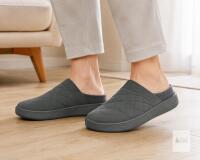 KUBUA Quilted Slip-On Slippers, Size EU 39 Women&rsquo;s US 8&ndash;9 / Men&rsquo;s US 6&ndash;6.5 Dark Grey, Patterned Rubber Sole