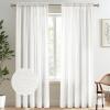 New Melodieux Ivory Semi Sheer Curtains 96 Inches Long for Living Room, Bedroom Faux Linen Texture Farmhouse Rod Pocket Shiny Sheer Curtains Drapes Light Filtering, 52" W x 96" L, 2 Panels