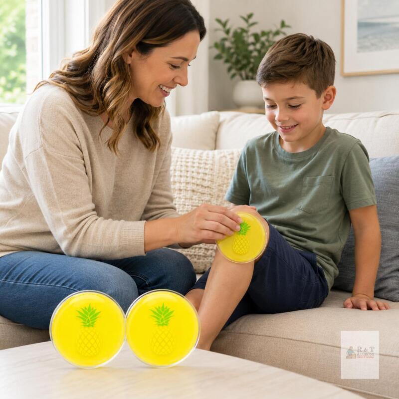 NEW 3-Pack Yellow Pineapple Reusable Hot & Cold Therapy Gel Packs, Kids & Adults
