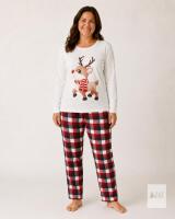 NEW Size 2XL Woman's Reindeer Christmas Pajama Set &ndash; (White)