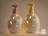 New in Box: Adorable NEW 2-Pc Battery-Operated LED Ceramic Decorations with Bunny Toppers &ndash; Pink & Yellow