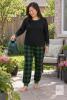 New Size LG Women's Christmas Pajamas Green Collar- Plaid