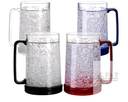Easiccozi Double Wall Gel Freezer Mug Set, 15.2oz, 4 Colors, BPA-Free Plastic, 4-Pack