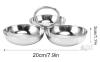 NEW Stainless Steel 3-Compartment Serving Tray, 7.9" Diameter, O Handle, ACJRYO, Mirror Finish - 2