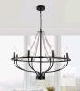 NEW Ganeed 8-Light Black Metal Chandelier, 31.5&rdquo; Wide, E14 Base, Adjustable Chain, Crystal Accents