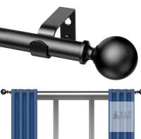 NEW Adjustable 255-Inch Black Steel Curtain Rod, Modern Ball Finials, 7/8" Dia, 33 lb Capacity, X004KFY4VX