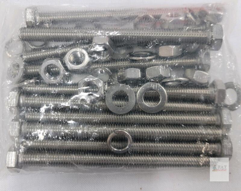 10-Pack Stainless Steel 1/4"-20 x 2" Hex Head Bolts with Nuts & Washers, Machinery, mms250320ty006014