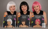 Adult Costume Wigs - Rose Pink, Silver, Black - One Size Fits Most