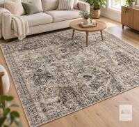 NEW Vintage style Distressed Machine Washable 6'x9' Area Rug, Rectangular, OEKO-TEX Certified