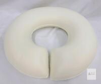 Salon Face Down U-Shaped Hollow Face Pillow, White/Cream, 11" Diameter x 2" Height