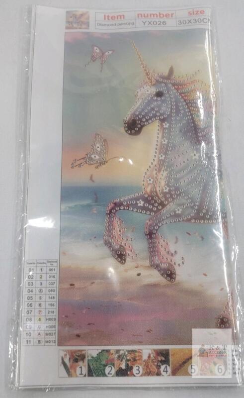 Unicorn Diamond Painting Kit 12"x12" Full Drill, 11 Colors, YX026, New/Sealed, X004Q9UM37
