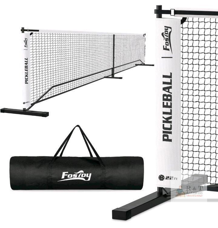 NEW Fostoy Portable Pickleball Net System, 22 ft Length, 36 in Height, 18-Ply PE Net, Metal Frame