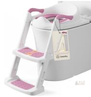 new Cleanic Potty Training Seat with Step &ndash; White and Pink, Adjustable Steps, Foldable Design