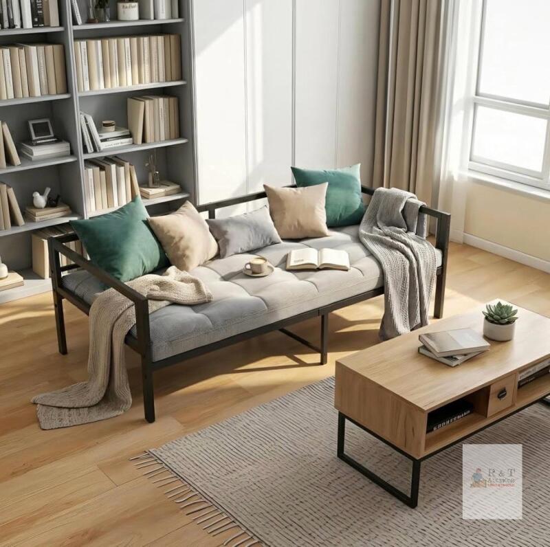 NEW Metal Twin Daybed Frame 79"x39", Black, DUNLEE 950B-BK, Sofa Bed with 12.4" Storage Space