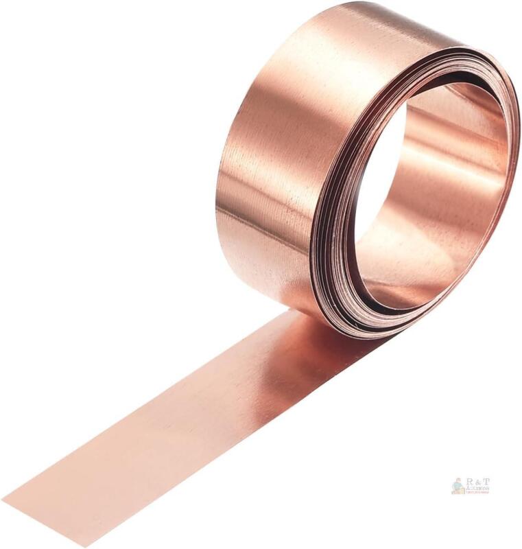 New uxcell Copper Sheet Roll 2000mm x 10mm x 0.02mm, 99.9% Pure Copper Strip Copper Flashing Metal Foil Plate for Electricity DIY Projects