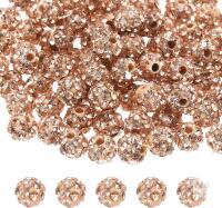 New 100x 6mm Champagne Rhinestone Clay Beads, Craft/Jewelry Making, Round, Acrylic, Model s24072400ux0100