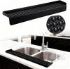 New Silicone Sink Edge Protector (Black),Granite Sink Edge Protector,20x4 Inch with Suction Cups & 5&deg;Tilt, Cuttable Splash Guard for Kitchen Bathroom Countertops, Granite Quartz Surfaces