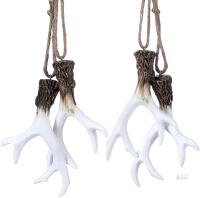 New Retail $53.98 Vercraft 2 Pairs of Deer Antler Christmas Tree Ornaments - Rustic, Elegant White Resin Deer Antlers - Hanging Ornament for Christmas Tree Decor