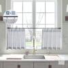 New Retail $52.69 LIMON HOME Blue Linen Kitchen Curtains 20" Drop Pinch Pleat Cafe Curtains