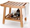 New Double-Layer Bamboo Shower Stool, 17"x12", Model YSD001 by Wuhan Shenhanda, Natural Wood Finish