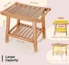 New Double-Layer Bamboo Shower Stool, 17"x12", Model YSD001 by Wuhan Shenhanda, Natural Wood Finish - 2