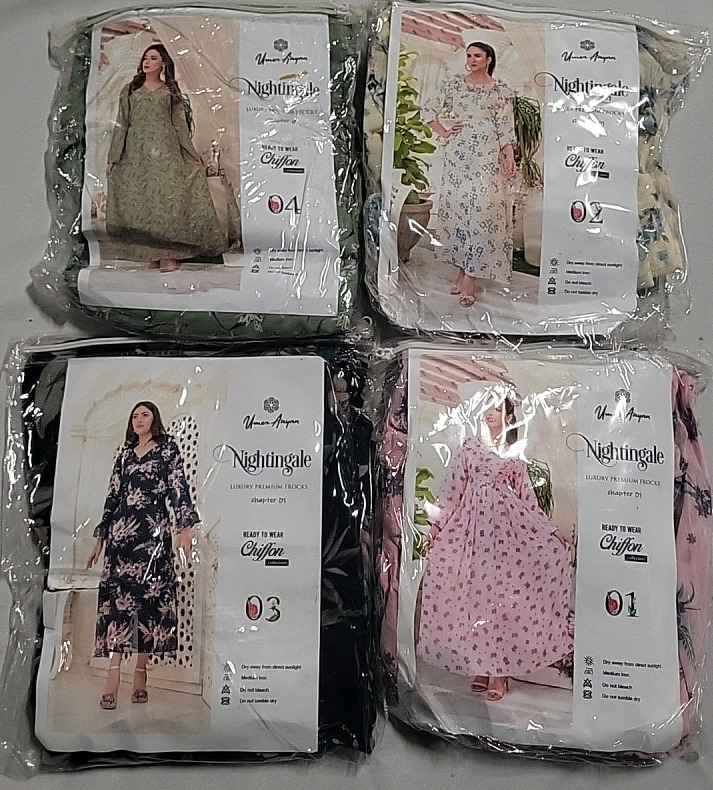 4 New Umer Aayan Nightingale Premium Frocks - Small