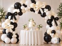 NEW White & Black Bow Balloon Arch Garland Kit &ndash; Party/Wedding D&eacute;co