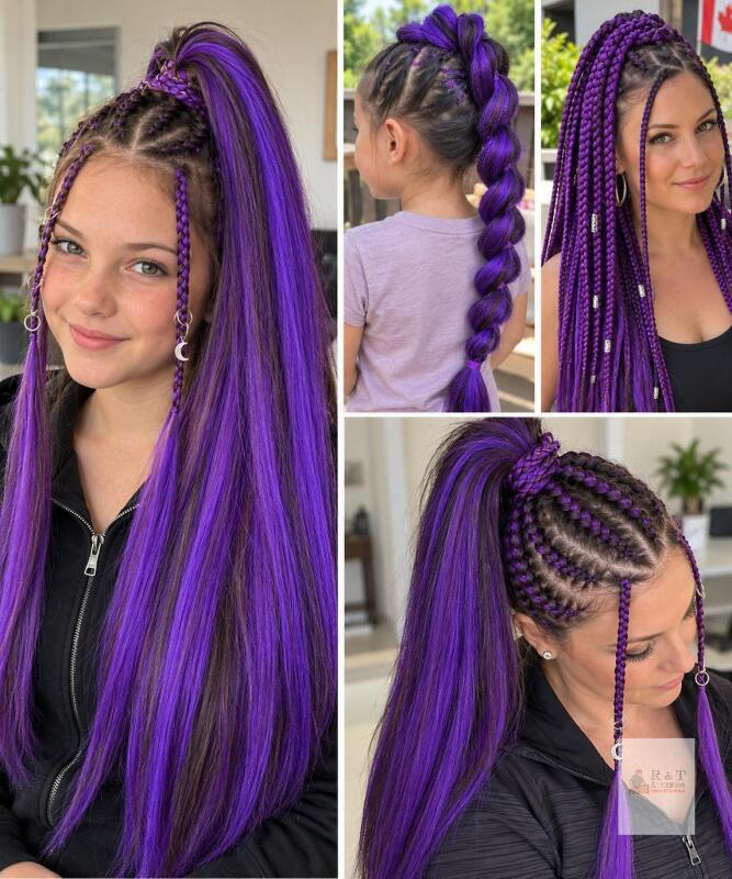 New Dark Purple Braiding Hair Pre Stretched Yaki Straight 2 Packs 90g/Pack Extra Long Hair Extensions Crochet Braids 26 Inch/66 CM