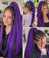 New Dark Purple Braiding Hair Pre Stretched Yaki Straight 2 Packs 90g/Pack Extra Long Hair Extensions Crochet Braids 26 Inch/66 CM