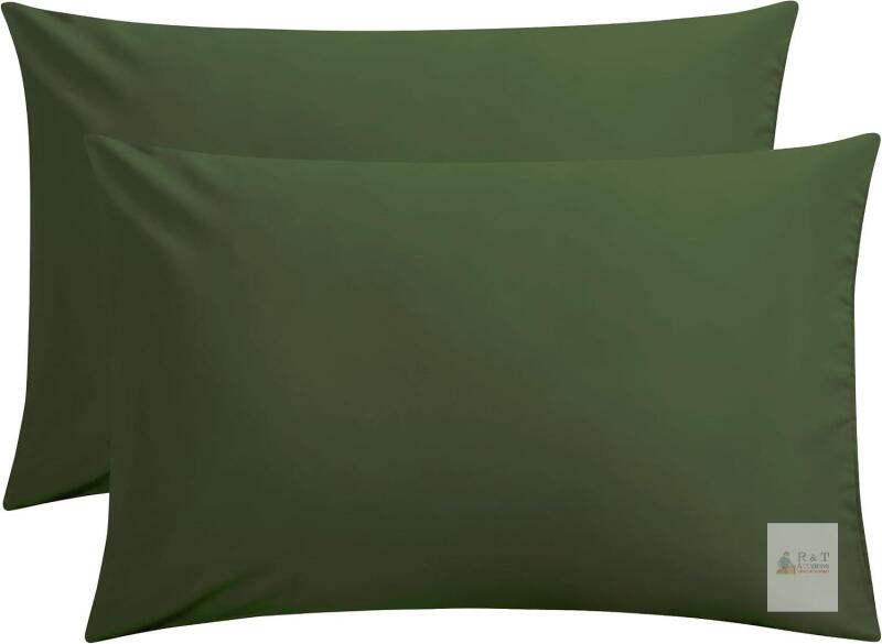 New FLXXIE Microfiber Pillow Cases Queen Size 2 Pack, Soft Pillowcases with Envelope Closure, Wrinkle Resistant Pillow Covers, 20x30, Olive Green