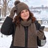 NEW Women&rsquo;s 3-Piece Brown Knit Winter Set &ndash; Pom-Pom Hat, Scarf & Gloves