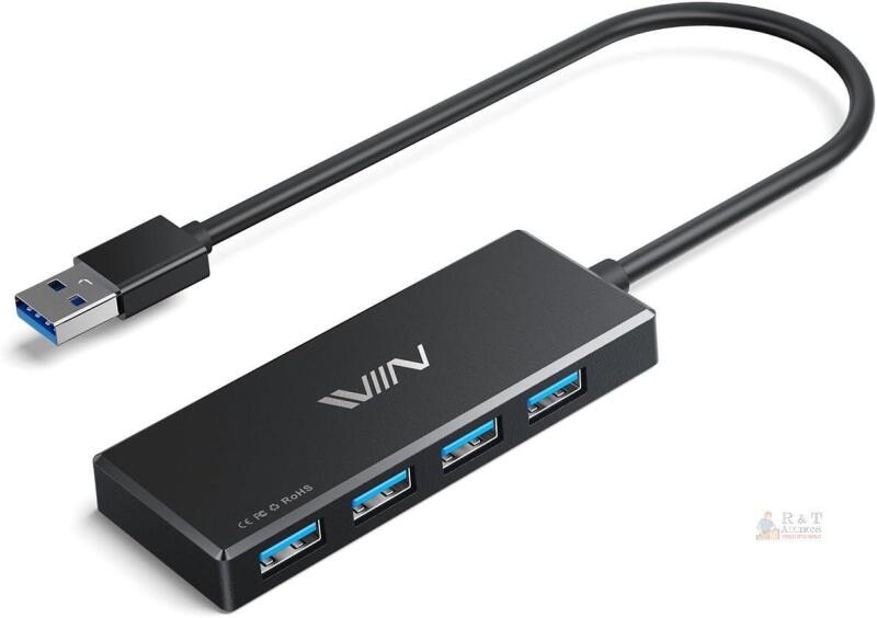 New Sealed IVIIN USB 3.0 Hub, 4 Port USB Hub Splitter, USB A Expander Portable USB Adapter Multiport Data Hub