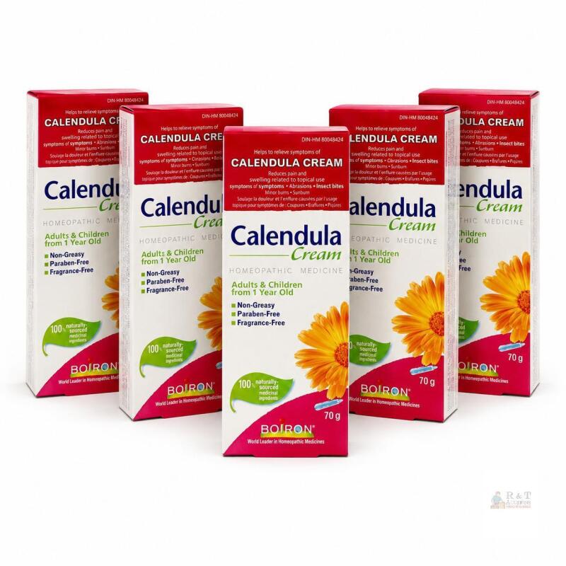 5 New Boiron Calendula Cream 70g, Homeopathic, Paraben-Free, Non-Greasy, UPC 774016813663, Exp 01/2028