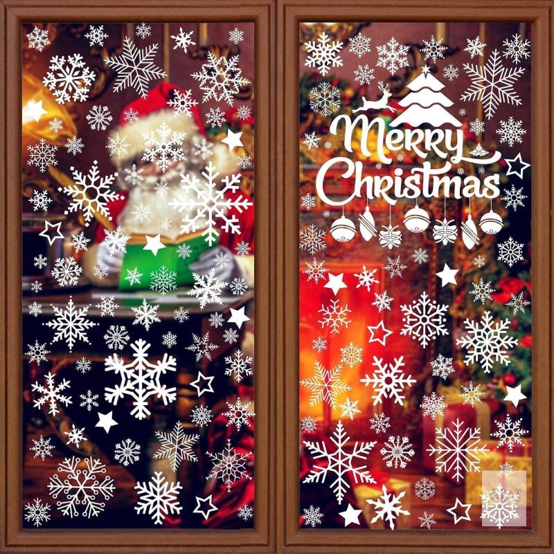 New Funnlot Snowflake Window Stickers Clings 345Pcs Christmas Window Clings | 10 Sheets Christmas Snowflakes Window Clings