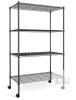 NEW Simple Deluxe Heavy-Duty 4-Tier Adjustable Steel Wire Shelving Unit with Casters, Black